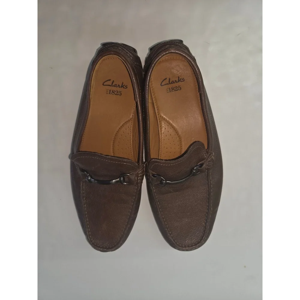 Clarks 1825 Bit Loafers Men 8.5 Brown Pebbled Leather Driving Mocs 16326 Ashmont